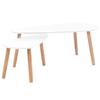 2 Piece Coffee Table Set Solid Pine Wood White