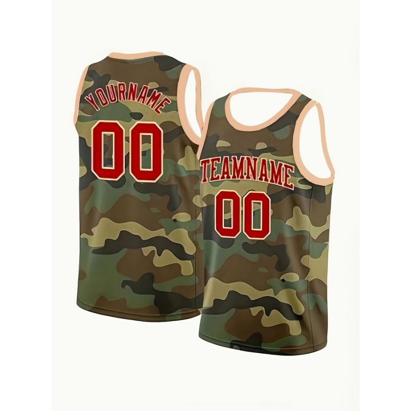 Custom Men's Tank Top - Personalized Name and Number, Camouflage Crew Neck Workout Vest, Machine Washable