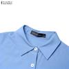 ZANZEA Women Casual Turn Down Collar Short Sleeve Shirt Dress