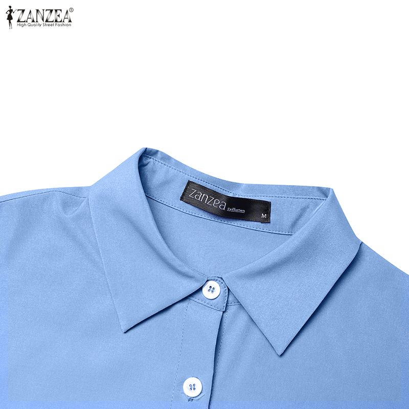ZANZEA Women Casual Turn Down Collar Short Sleeve Shirt Dress