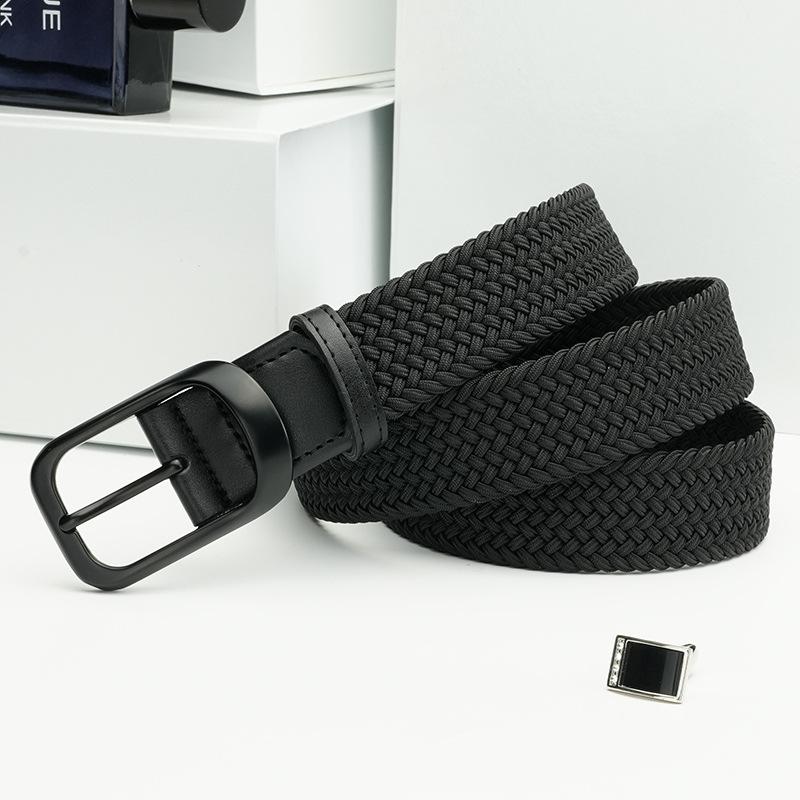 Men'S Belt Casual Nylon Belt Simple Outdoor Elastic Woven Belt Pin Buckle Belt Men'S