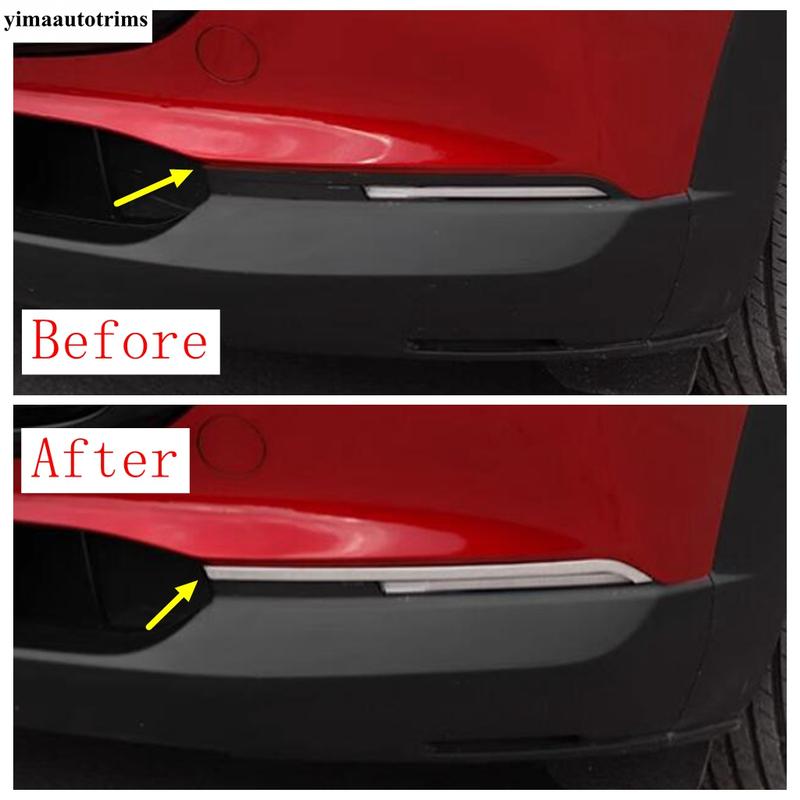 Car Front Fog Light Lamp Eyebrow Eyelids Strip Cover Trim Stainless Steel Accessories Exterior Kit For Mazda CX-30  - 2025