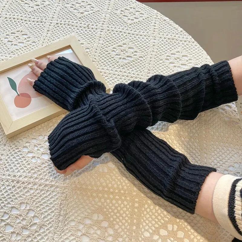 Women's Fingerless Knitted Gloves, Cosplay Anime Gloves, Arm Warmers, Punk, Gothic, Harajuku, Knit Mitten, Arm Sleeves, Winter
