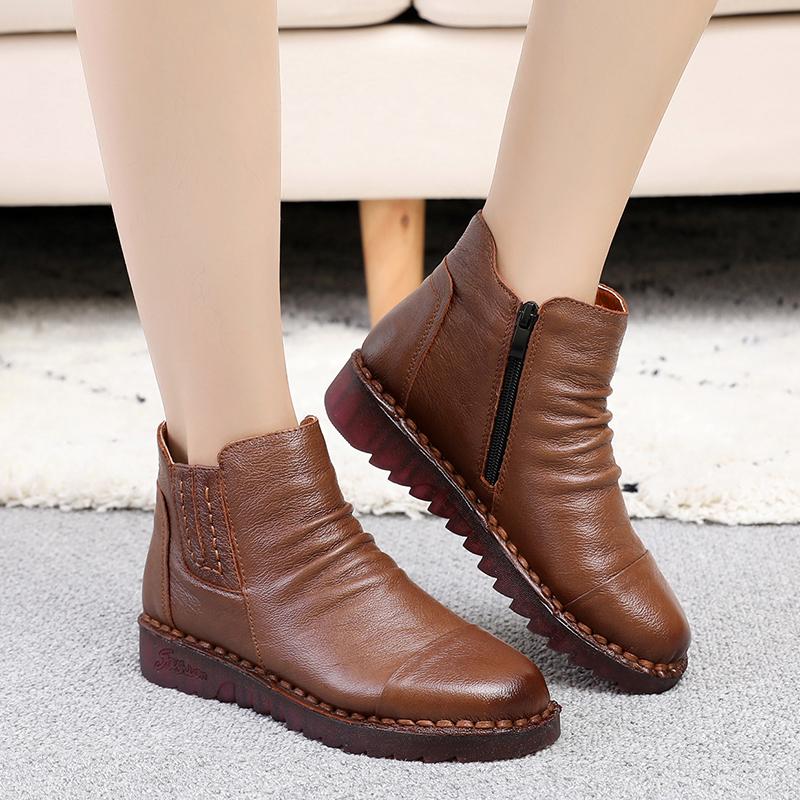 Fashion GKTINOO 2025 Fashion Winter Women Shoes Woman Genuine Leather Flat Ankle Boots Women Waterproof Wedge Warm Boots