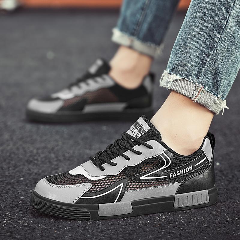 

Men s shoes summer breathable thin mesh hollowed out leisure sports middle school students small white board shoes summer large hole mesh shoes 47