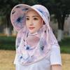 Flower Women Sun Hat Face Mask Sunscreen Fisherman Hat Breathable Picking Tea Hat  Riding