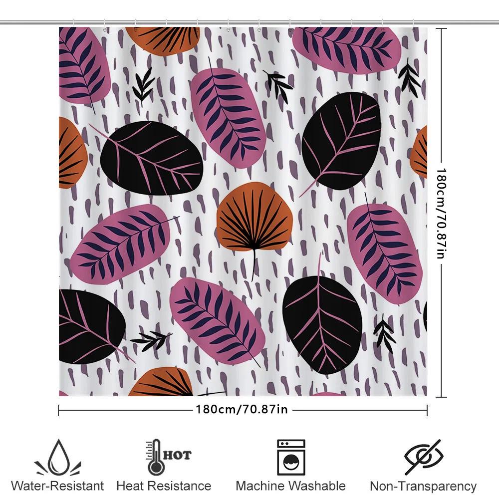 Modern Leaves Shower Curtain Waterproof Bathroom Decor Various Colors Available Perfect For Renters Small Bathrooms