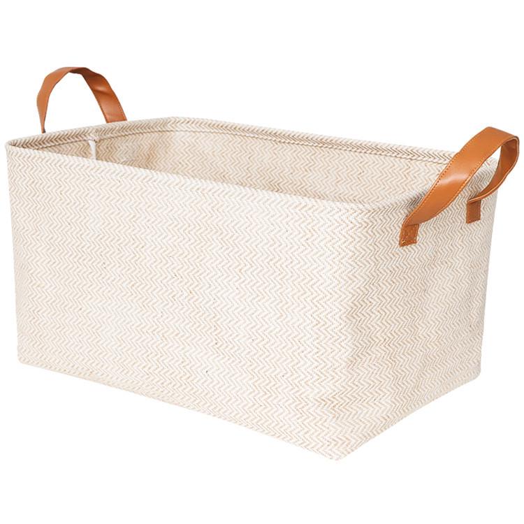 Simple Foldable Woven Jute Fabric Storage Basket for Wardrobe