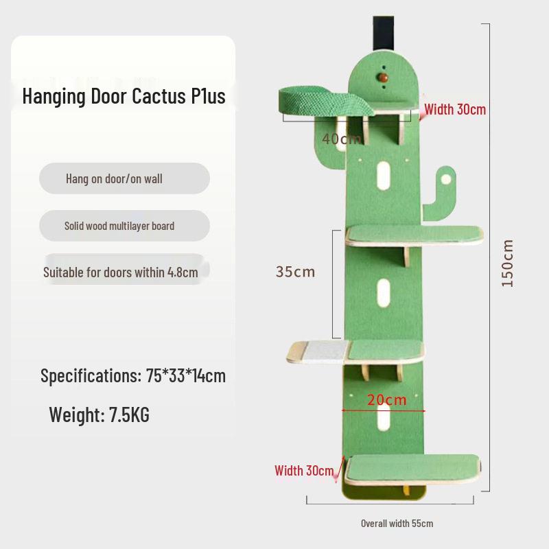 Door-Mounted Cat Tree & Hammock: Space-Saving Solid Wood Climbing Platform & Bed for Cats