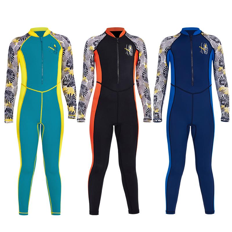 Popular Boys' Long-Sleeve Quick-Dry Sun Protection Swimsuit for Snorkeling