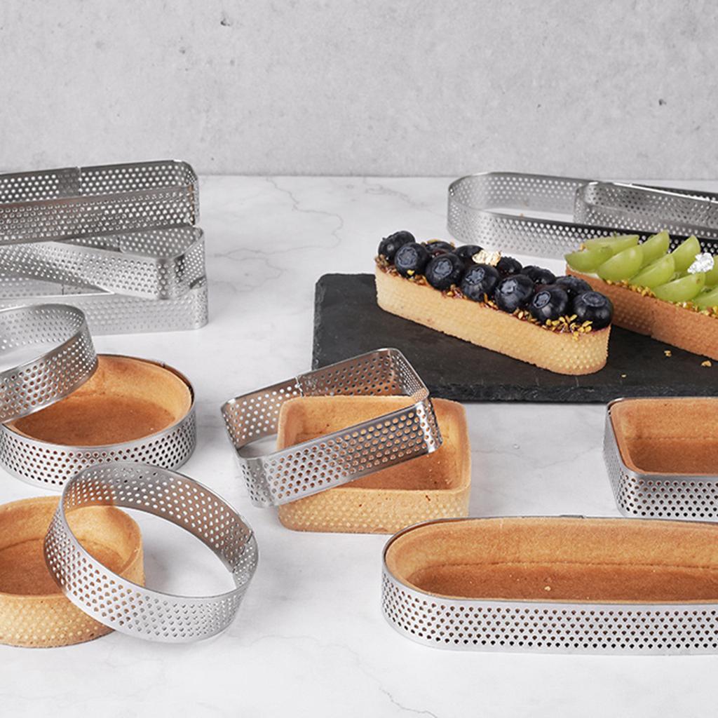 304 Stainless Steel 5pcs Thickened Perforated Baking Tools High Temperature Resistant Mousse Cake Circle Set Non Stick