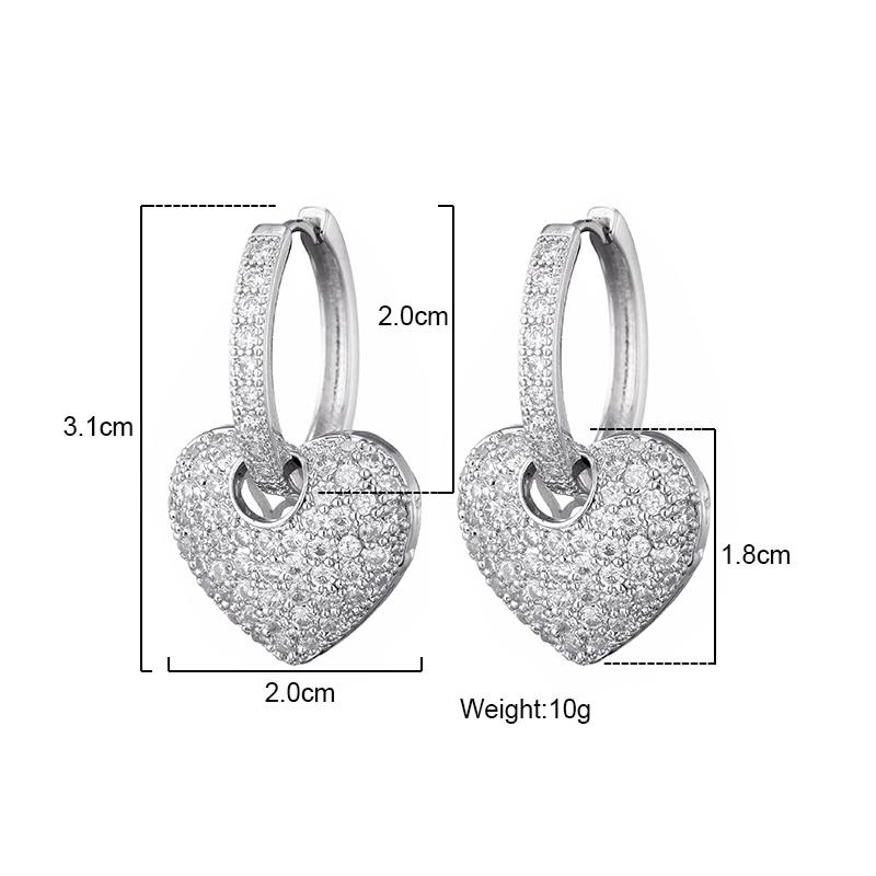 Luxury Romantic Love Heart Hoop Earrings For Women Zincon Crystal Geometric Gold Color Elegant Wedding Bride Earrings Jewelry