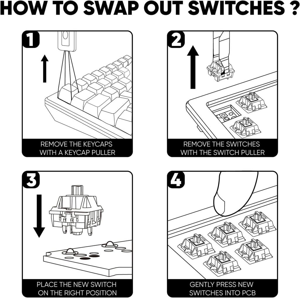 Akko Stellar Rose Switches, 37gf Actuation Force, Linear, 5-Pin, Pack of 45
