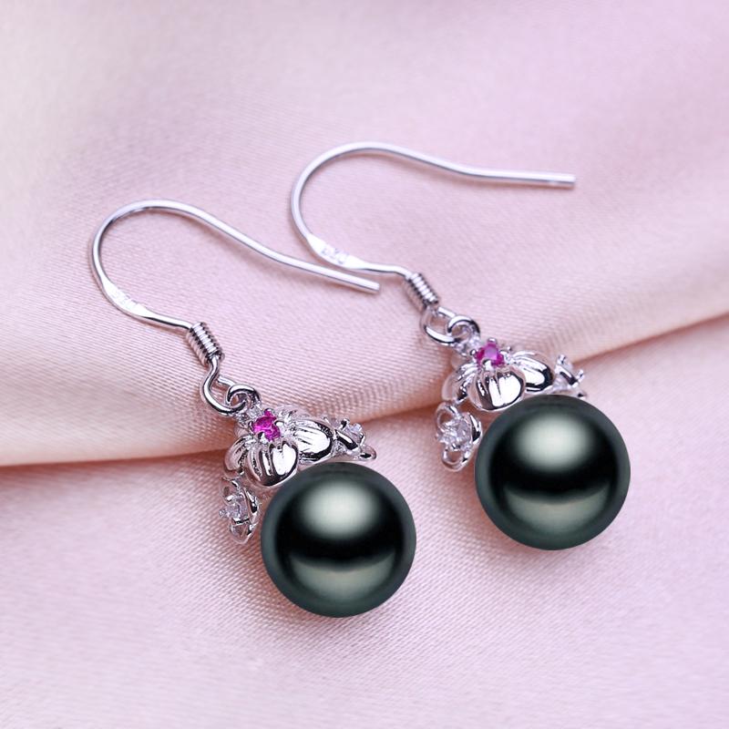 SENIKO Natural Freshwater Pearl Earrings Geometry Design Fashion Cubic Zirconia Flower Earrings For Women Girl Gift