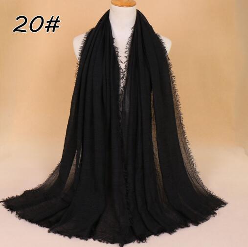 New Ethnic Oversize Muslim Crinkle Hijab Head Scarf Women Solid Bubble Cotton Shawls And Wraps Soft Big Linen Foulard Femme