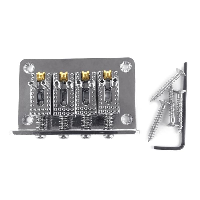 60mm Top Load Tailpiece Guitar Roller Saddle Bridge Hardtail with Screws & Wrench 4 String Guitar Bass Replacement Parts