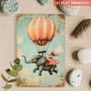 1pc Whimsical Elephant Hot Air Balloon Metal Wall Art - 8x12 Inch Iron Vintage Pastel Decor, Bohemian Bedroom Sign or Unique