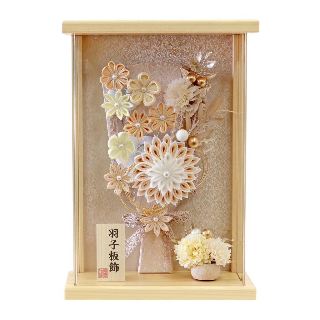 7 Hagoita Battledore Case Hinoki Wood Milk Tea Tsumami Zaiku Hair Acrylic M2612 No. Decoration, Frame, Design, Ornament, Case, 28.6cm Tall,