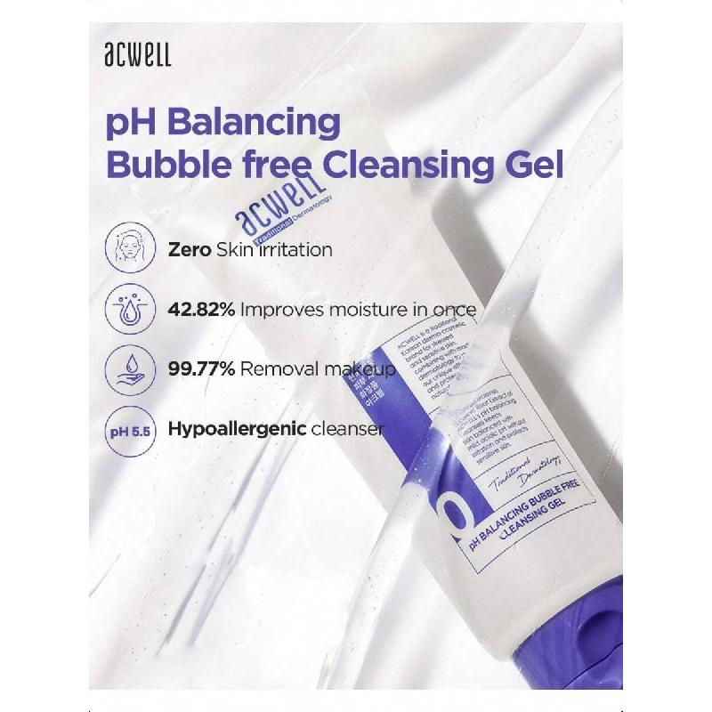 Acwell Gel Nettoyant Visage Hydratant PH Équilibré Sans Bulles 160ml - Pour Peaux Sensibles, Acide Hyaluronique et Extraits de Réglisse