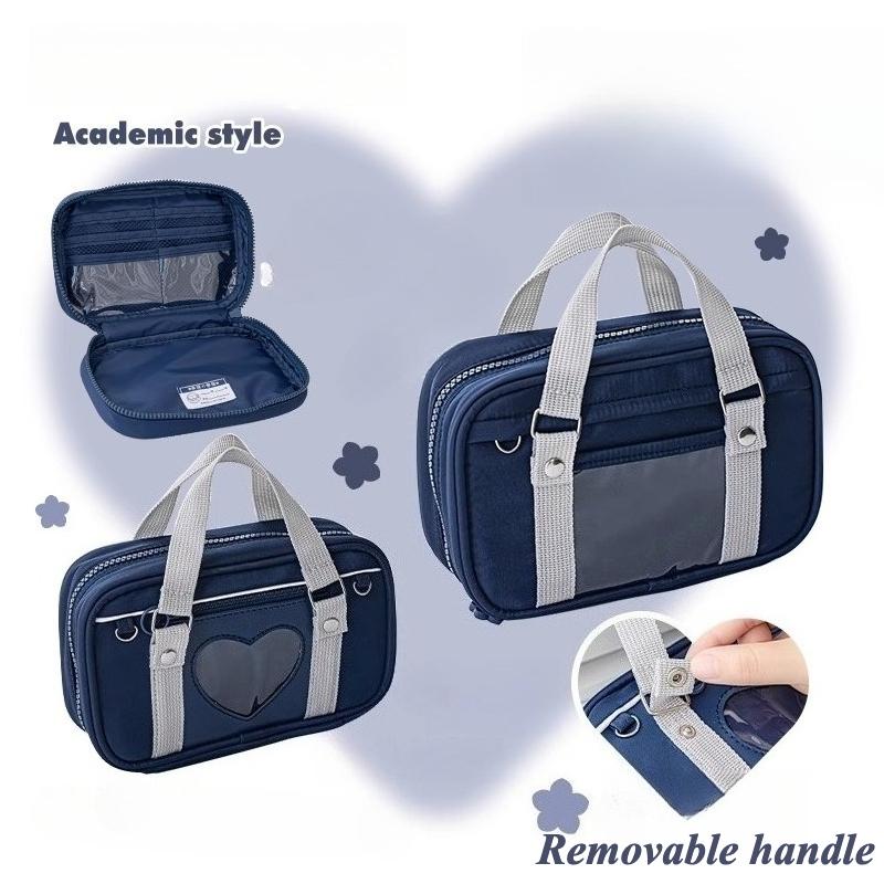 

New Arrivals Large Capacity Makeup Bags Academic Style Cosmetic Bag Multifunctional Fabric Storage Bag for Women Wholesales темно-синий