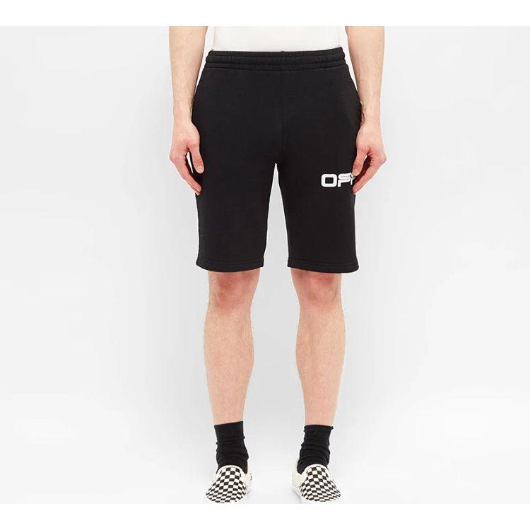 Off-White Airport Tape Sweatshort Black/Multicolor Men Streetwear OMCI006S20E300031088