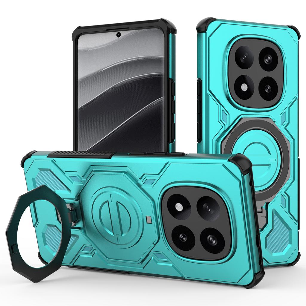 Pro Xiaomi Redmi Note 14 Pro+ 5G Magnetické pouzdro Otočný kovový stojánek Nárazuvzdorný PC+TPU Kryt na zadní stranu telefonu