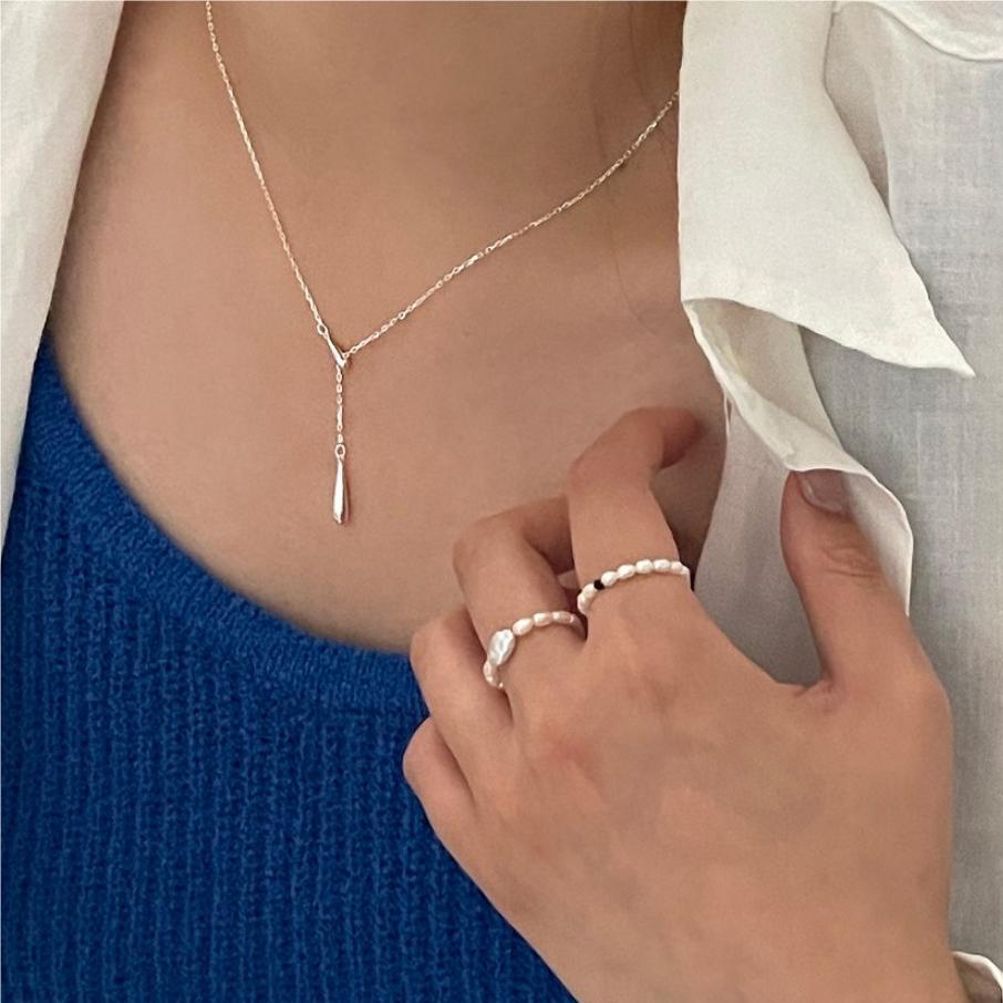 Cupronickel Plated Silver Water Drop Necklace for Women - Luxury Design, High-End Feel 2026 Choker