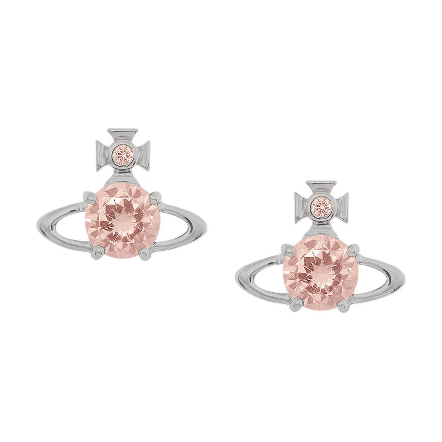 

Vivienne Westwood Reina Shiny Saturn Orbit Pink Diamond Earrings Women earrings Silver Champagne 62010070-02P720 Basic Packaging-Dust Bag+Box