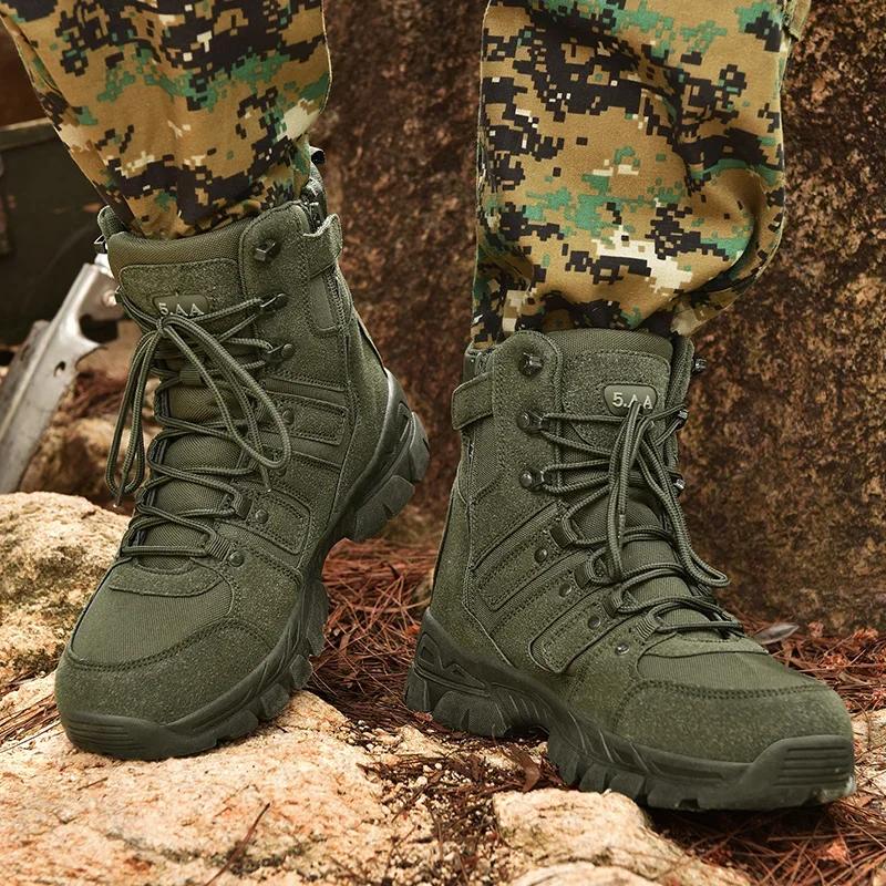 Men Hunting Hiking Shoes Brand Tactical Boots Waterproof Lace Up Desert Unisex Size Plus Army Boots Motorcycle Climbing Shoes