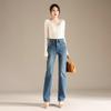RAIN.CUN Women's High-Waist Slim Straight Leg Jeans