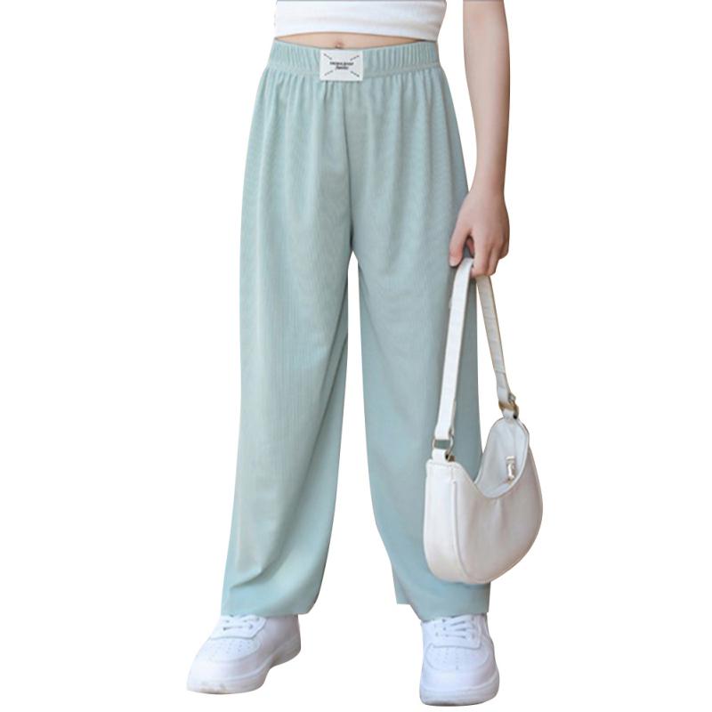 

Дитячі однотонні широкі брюки 3-12 років, повсякденні вільні штани з еластичною талією 150