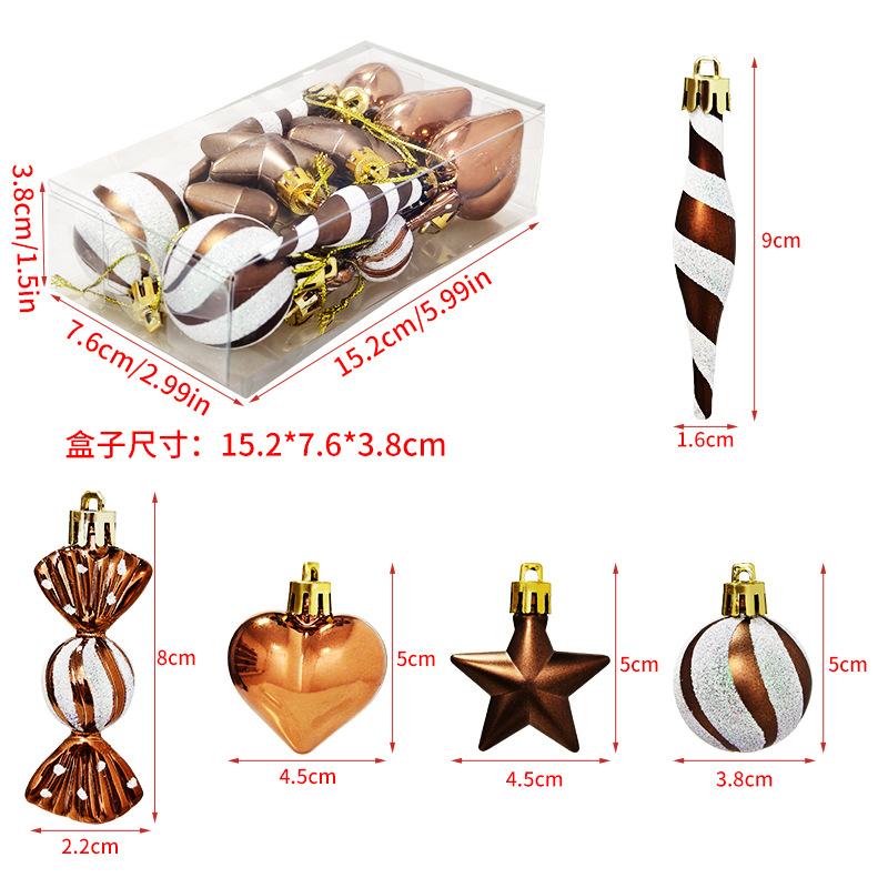 

Christmas Decoration Gift Box Set Multiple Small Painted Pendants Love Five Mixed Christmas Tree Gift Accessories Party Supplies 1 box кофейный
