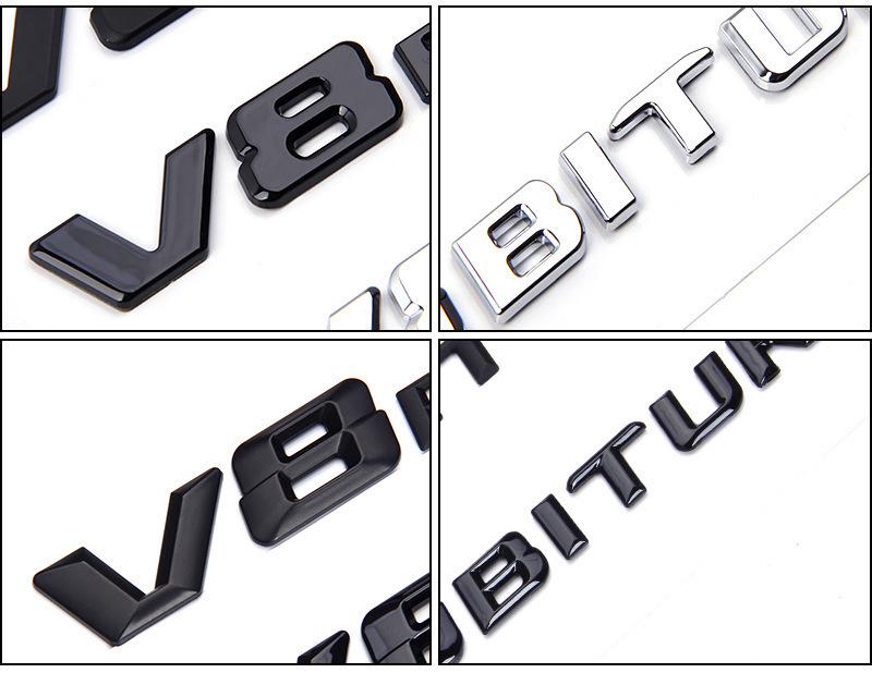 Passt für Mercedes-Benz V8 BITURBO: Kotflügel-Emblem, Twin-Turbolader, Heck-Emblem, Schriftzug, Autoaufkleber.