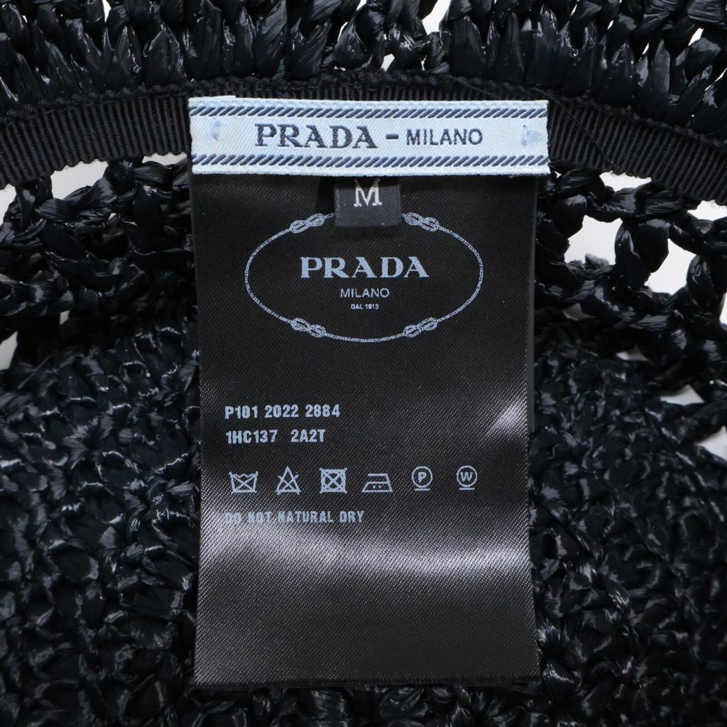 Prada [Excellent Condition] 1HC137 2A2T Woven Fabric Bucket Hat Hat M blackUsed