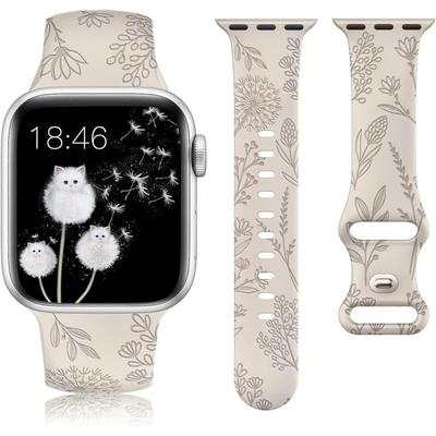 Silikonový řemínek na hodinky pro Apple Watch Band Módní vzor Květinová rytina 49/44/45/40/42/38mm iWatch Series Ultra řemínek
