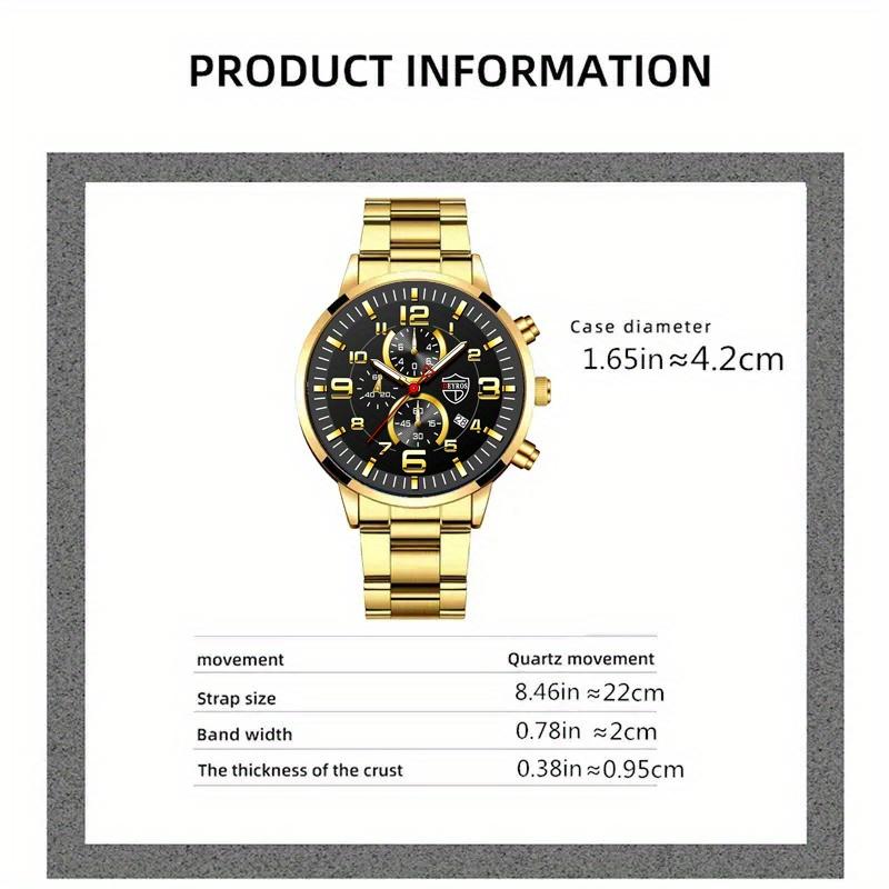 2PCS Fashion Mens Calendar Watches Luxury Male Stainless Steel Quartz Wristwatch Luminous Clock Men Bracelet Wrist Watch