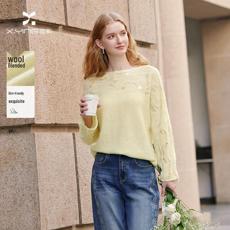 Xiangying Women's Elegant Hollow-Out Knitted Sweater