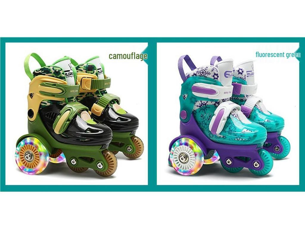 Custom Kids' Beginner Inline Roller Skates with Flashing Double Row Wheels