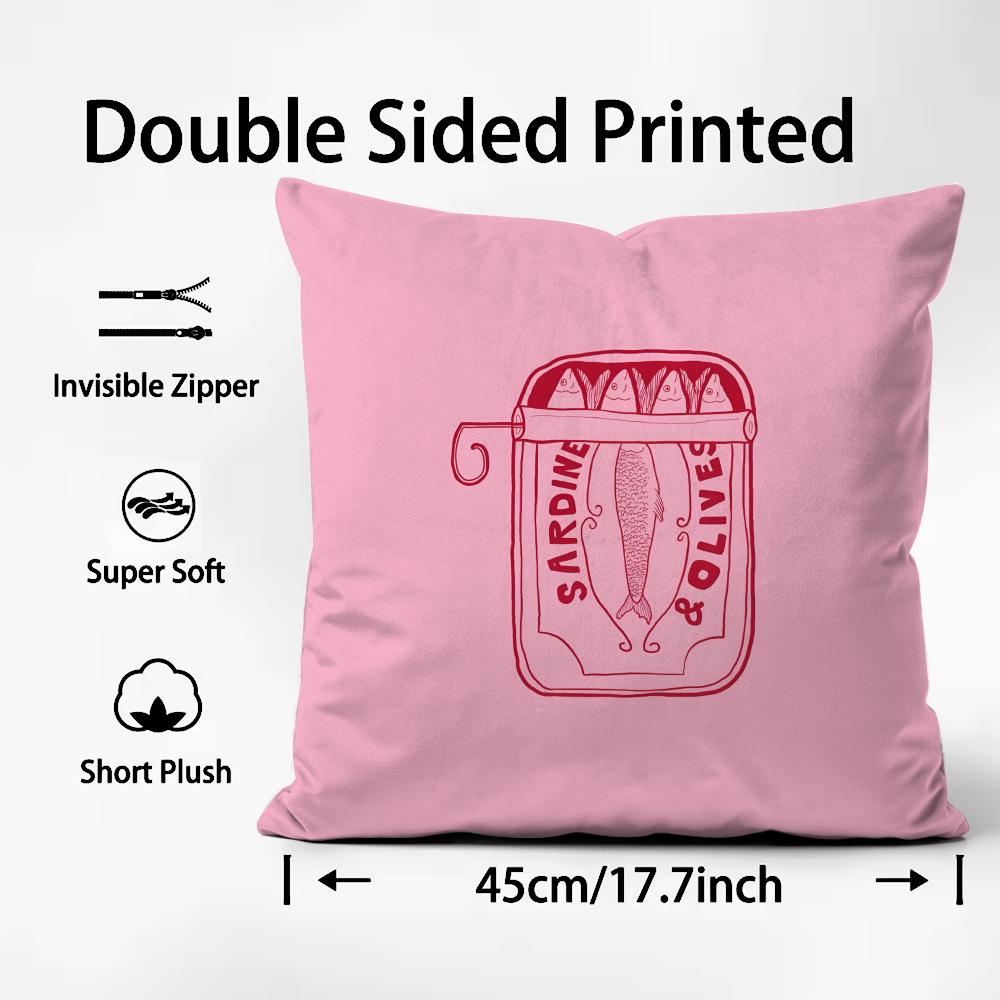 Cute Coastal Charm Sardine Cushion Cover Plush Fabric Soft DoubleSided Printed Sofa Warm Winter Home Child Gift Pillow Case
