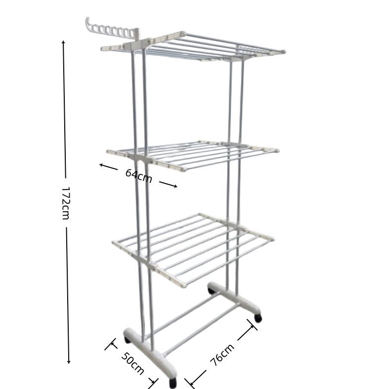 Dual Rod Folding Wing-shaped Clothes Rack: Floor-standing, Multi-functional, Movable, and Foldable