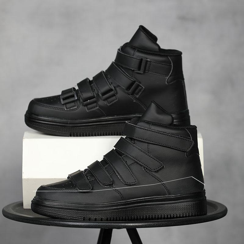 2024 Brand Men High Top Shoes Fashion Red Mens Sneakers Leather Casual Breathable Skateboard Sneakers Men Flat Vulcanized Shoe