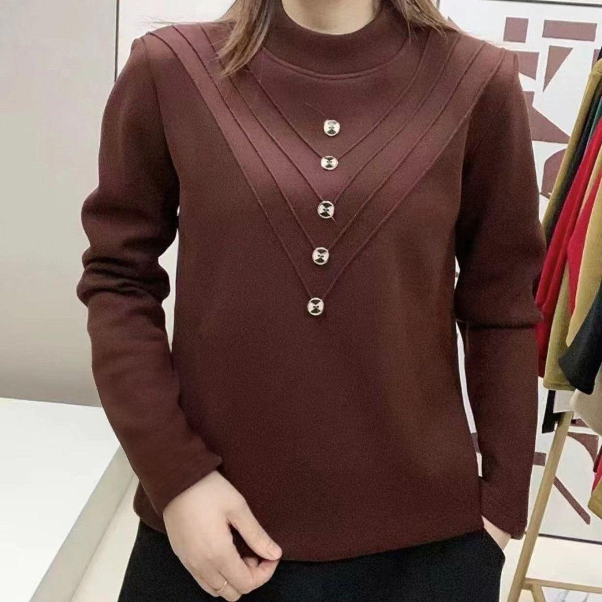 

Плюшевая двухсторонняя теплая рубашка с воротником для беременных, антивозрастная, с длинным рукавом - Зимняя одежда больших размеров для женщин 5XL