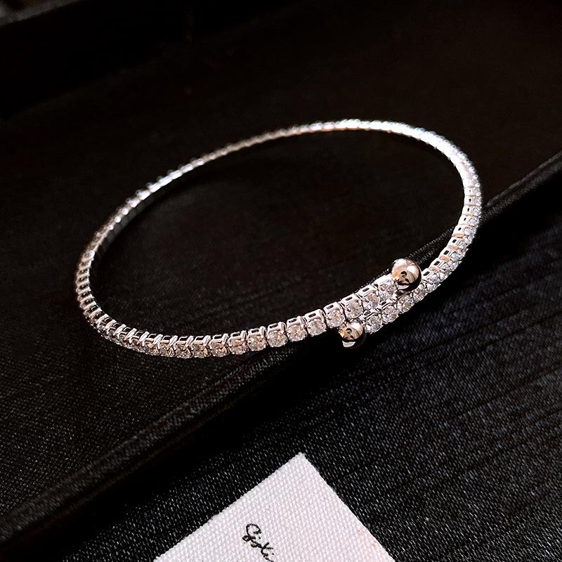 Elegant Zircon Cuff Bracelet Gold Plated Copper Knot Opening Bangle Minimalist Women's Wedding Party Jewelry