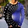Men's Fashion Casual Printed Long Sleeve O-Neck Shirts Tops Blouse