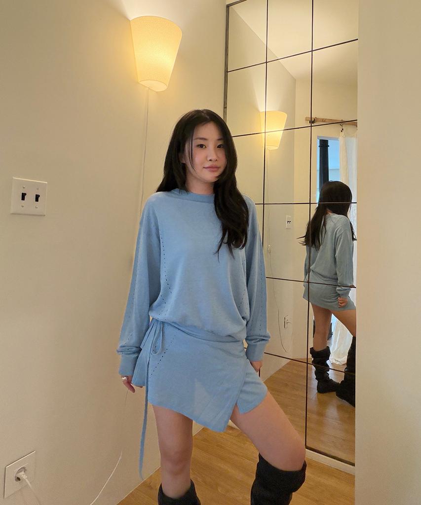 Sinun Sheer Layered Skirt (Soft Blue)