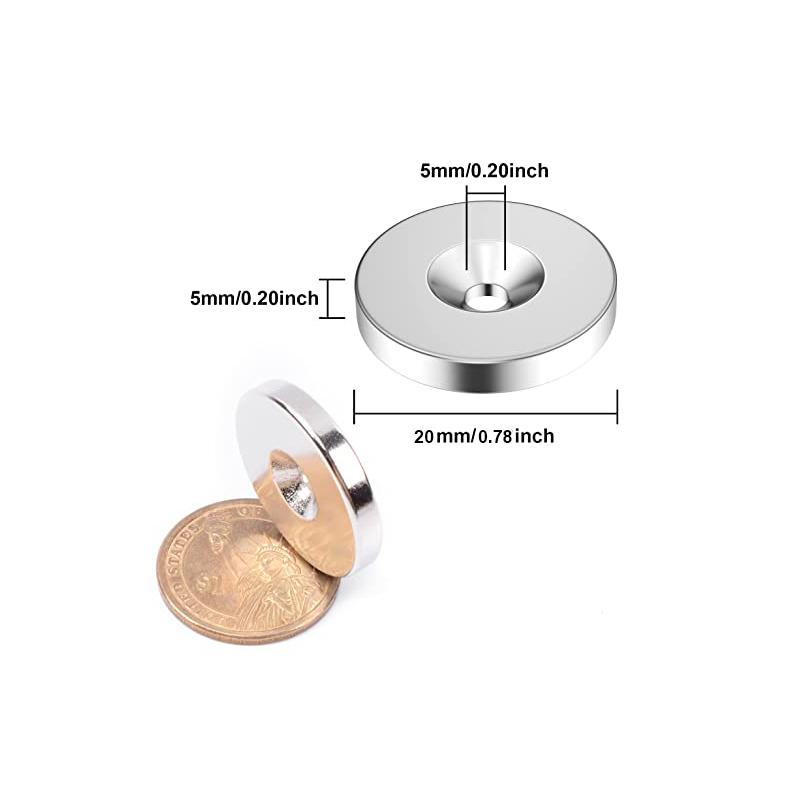 5/10/20/50 Stück 15x5 15x3 15x4 20x5 12x5 12x3 Loch 4 mm N35 NdFeB versenkter runder Magnet superstarker permanenter Seltenerdmagnet