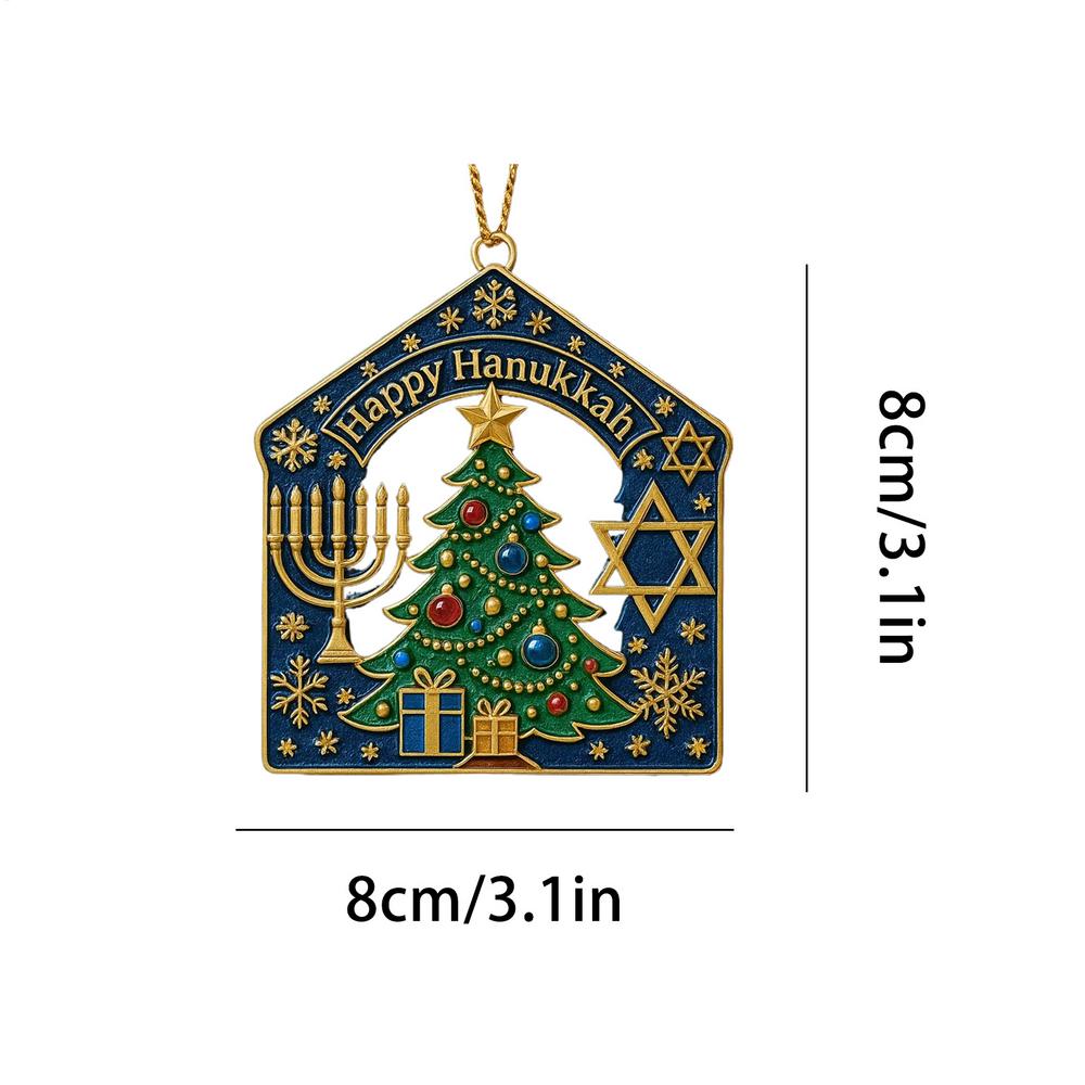

Christmas Tree Acrylic Ornament Menorah Classic Flat 2D Acrylic Hanukkah Pendant for Christmas Tree for Windowsill Door Wall зелёный
