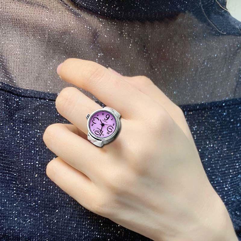 Mode Paar Uhr Ring für Persönlichkeit Männer Frauen Finger Runde Quarzuhr Schmuck Geschenke Edelstahl Ring