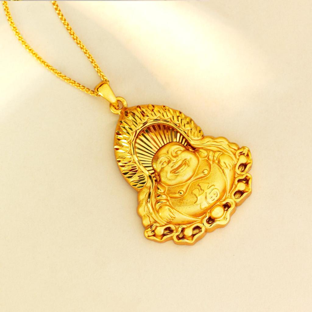Men's Maitreya Buddha Gold Pendant Necklace