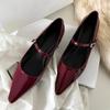 Temperament One Strap Mary Jane Shoes 2026 New Pointed Toe Patent Leather Non-slip High Heels